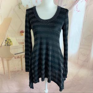 Karen Kane Striped Draped Shimmer Blouse